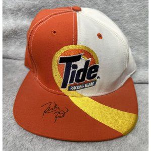 VINTAGE Ricky Rudd Tide Racing Team NASCAR Hat 1990s Colorful Signed Flat Brim